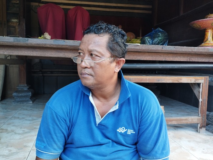 Kepala Dusun Sekar Kangin, Sidakarya, Denpasar, I Wayan Sunaryo saat ditemui detikBali. Foto: Nuranda Indrajaya.