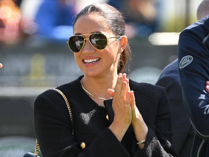 THE HAGUE, NETHERLANDS - APRIL 16: Meghan, Duchess of Sussex attends the Land Rover Driving Challenge during the 2022 Invictus Games at Zuiderpark on April 16, 2022 in The Hague, Netherlands. (Photo by Karwai Tang/WireImage)