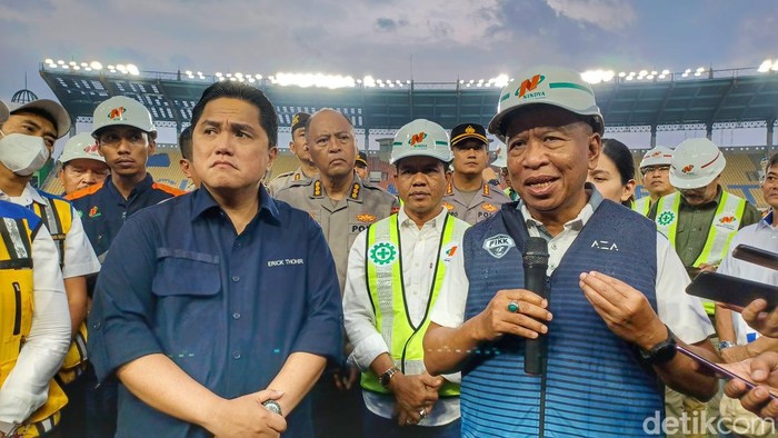 Ketua Umum PSSI Erick Thohir dan Menpora Zainudin Amali