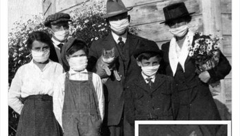 Foto keluarga di tengah pandemi flu spanyol di tahun 1918.  Foto: LIHpios via Bored Panda