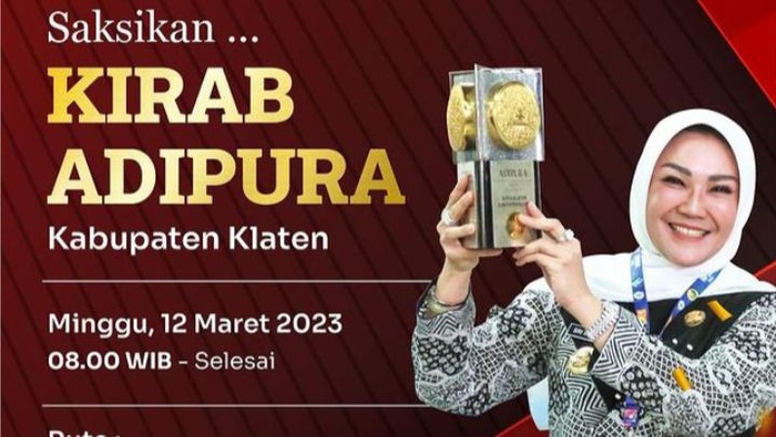 Pengumuman kirab Piala Adipura di Klaten, Minggu (12/3/2023).