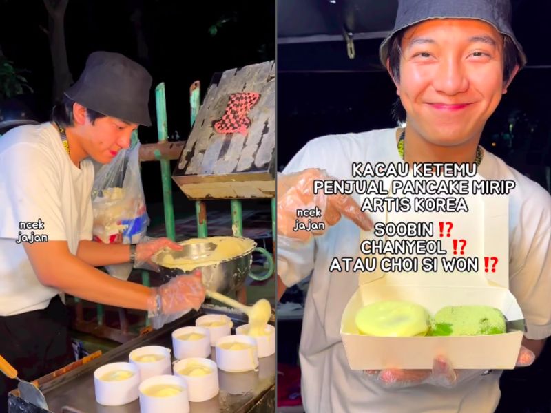 Penjual pancake mirip idol Kpop