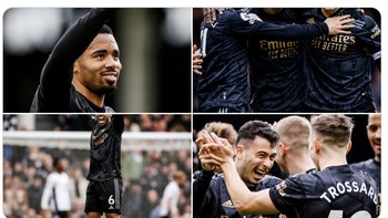 Fans Arsenal layak bergembira karena kokoh di puncak, Gabriel Jesus akhirnya kembali dan Trossand 3 kali hatrick. Foto: Twitter