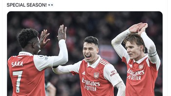 Raihan gol total Arsenal sudah melebihi musim lalu. Foto: Twitter