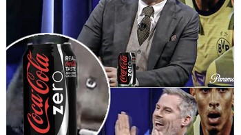 Berapa banyak gol yang dicetak Liverpool, Carragher? Coca cola Zero alias nol. Foto: Twitter