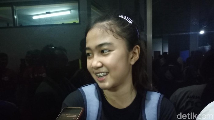 Pemain Jakarta Pertamina Fastron, Azzwhra Dwi Febyane atau yang akrab disapa Gendis di GOR Sritex Arena, Kota Solo, Minggu (12/3/2023).