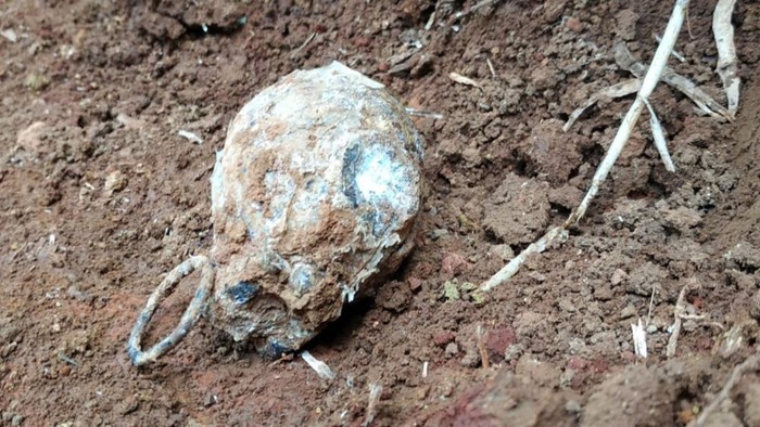 Potret granat nanas yang ditemukan warga Desa Jalatrang, Cipaku, Kabupaten Ciamis