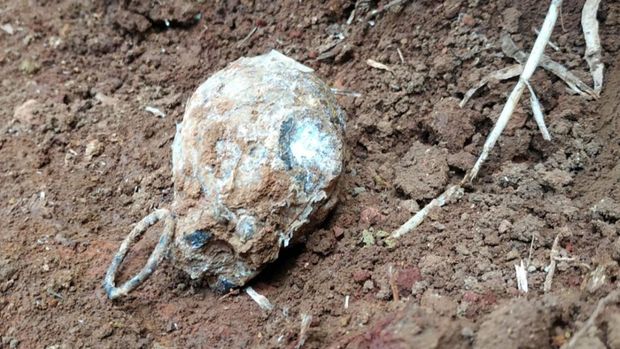 Potret granat nanas yang ditemukan warga Desa Jalatrang, Cipaku, Kabupaten Ciamis