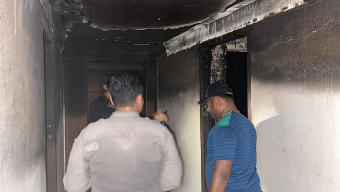 Kondisi hotel yang dibakar oleh pria mabuk. (Foto: Istimewa)