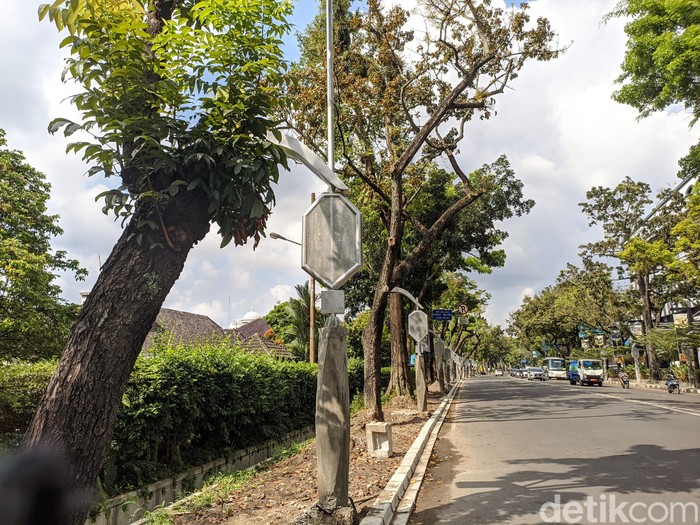Kondisi proyek lampu jalan di Medan yang belum tuntas.