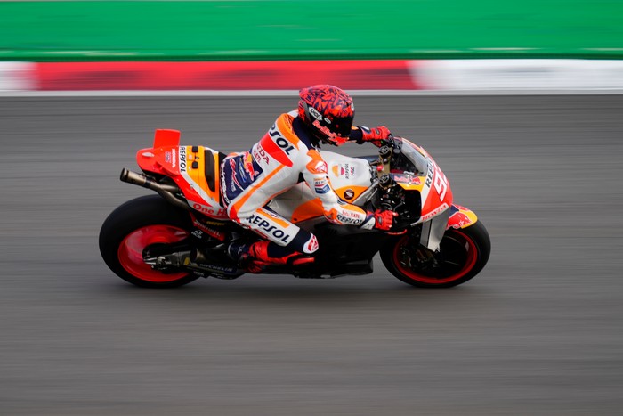 Marc Marquez (93) of Spain and Repsol Honda Team Honda during the Portimao MotoGP Official Test at Portimao Circuit on March 12, 2023 in Portimao, Portugal. (Photo by Jose Breton/Pics Action/NurPhoto via Getty Images)