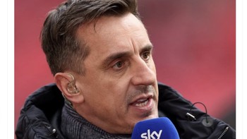 Sindiran untuk Gary Neville yang pernah mengatakan MU akan finish di atas Arsenal. Foto: Twitter
