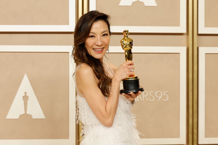 Michelle Yeoh and Jean Todt at the 95th Annual Academy Awards held at Ovation Hollywood on March 12, 2023 in Los Angeles, California. (Photo by Gilbert Flores/Variety via Getty Images)