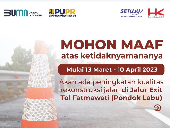 Perbaikan jalan di Exit Pintu Tol Fatmawati