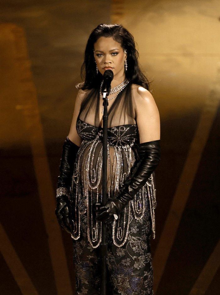 HOLLYWOOD, CALIFORNIA - MARCH 12: Rihanna performs onstage during the 95th Annual Academy Awards at Dolby Theatre on March 12, 2023 in Hollywood, California. (Photo by Kevin Winter/Getty Images)