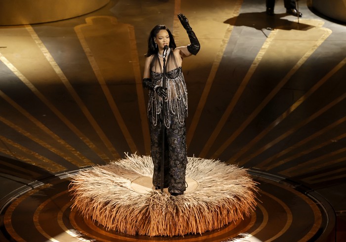 HOLLYWOOD, CALIFORNIA - MARCH 12: Rihanna performs onstage during the 95th Annual Academy Awards at Dolby Theatre on March 12, 2023 in Hollywood, California. (Photo by Kevin Winter/Getty Images)