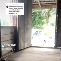Seluruh bagian rumah tampak begitu sederhana dengan hanya terbuat dari papan-papan kayu. Dari mulai pintu, dinding, dan lantainya tampak menggunakan papan-papan kayu berwarna coklat. Foto: TikTok/@sy.biekah
