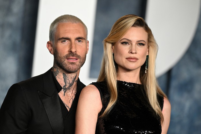 BEVERLY HILLS, CALIFORNIA - MARCH 12: Adam Levine and Behati Prinsloo attend the 2023 Vanity Fair Oscar Party Hosted By Radhika Jones at Wallis Annenberg Center for the Performing Arts on March 12, 2023 in Beverly Hills, California. (Photo by Lionel Hahn/Getty Images)