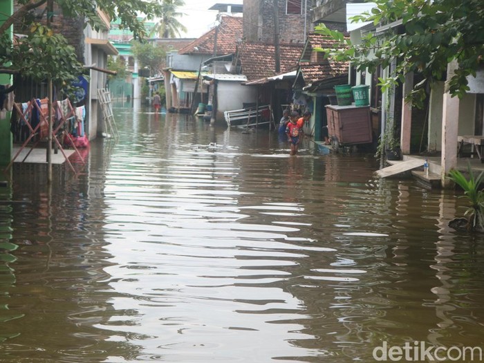 Banjir di Desa Jati Wetan, Kecamatan Jati, Kudus, Selasa (14/3/2023).