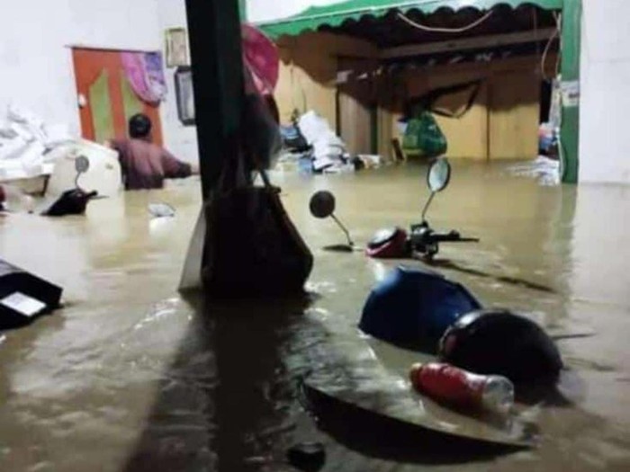 Banjir di Desa Wudi Lamongan setelah diguyur hujan 2 jam