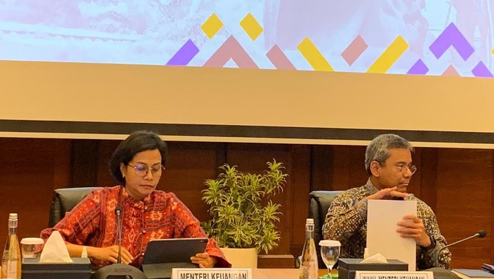 Menteri Keuangan Sri Mulyani Indrawati dalam konferensi pers APBN KiTa