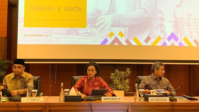 Menteri Keuangan Sri Mulyani Indrawati dalam konferensi pers APBN KiTa