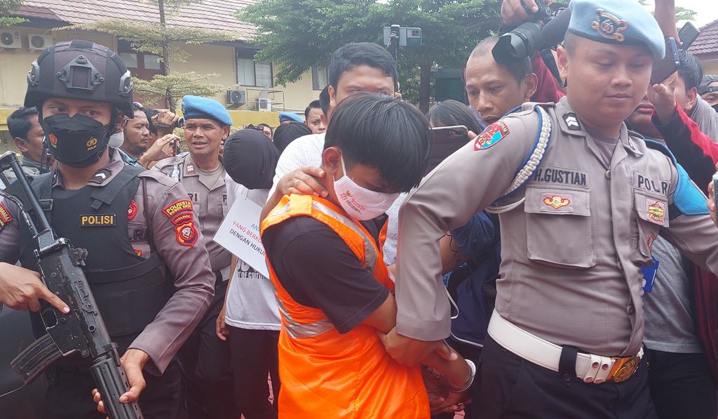 Polresta Bogor rilis kasus pembacokan pelajar yang sedang menyeberang di Pomad Bogor. (M Sholihin/detikcom)