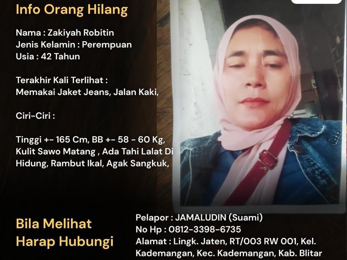 Wanita blitar hilang