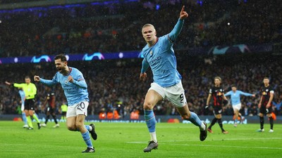 Aksi Gila Haaland Saat Manchester City Pesta Gol ke Gawang RB Leipzig