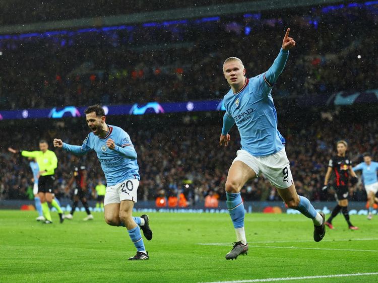 Aksi Gila Haaland Saat Manchester City Pesta Gol ke Gawang RB Leipzig