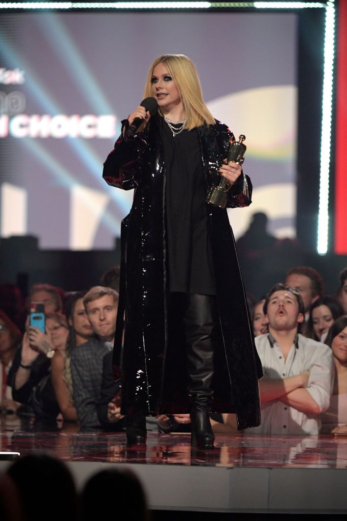 EDMONTON, AB - MARCH 13: A protestor interrupts Avril Lavigne speaking onstage at the 2023 JUNO Awards at Rogers Place on March 13, 2023 in Edmonton, Canada. (Photo by Dale MacMillan/Getty Images)