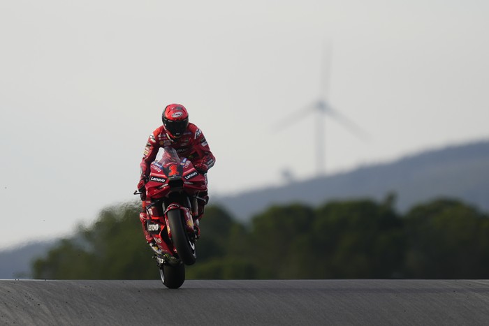 Francesco Pecco Bagnaia (1) of Italy and Ducati Lenovo Team during the Portimao MotoGP Official Test at Portimao Circuit on March 12, 2023 in Portimao, Portugal. (Photo by Jose Breton/Pics Action/NurPhoto via Getty Images)