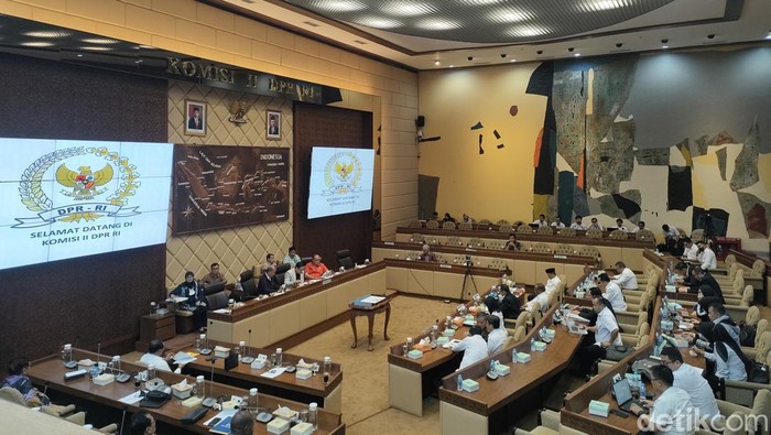 Komisi II DPR rapat kerja soal Perppu Pemilu dengan pemerintah. (Dwi Rahmawati/detikcom).