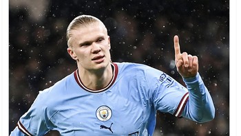 Haaland pun menjadi pemain yang paling cepat mencetak 30 gol di Liga Champuons. Foto: Twitter
