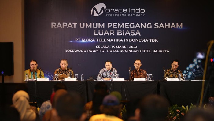 Momen Jimmy Kadir Diangkat Jadi Dirut Moratelindo PT Mora Telematika Indonesia Tbk (Moratelindo) menunjuk Direktur Utama dan Wakil Direktur Utama baru dalam penyelenggaraan Rapat Umum Pemegang Saham Luar Biasa (RUPSLB), Jakarta, Selasa (15/3/2023).