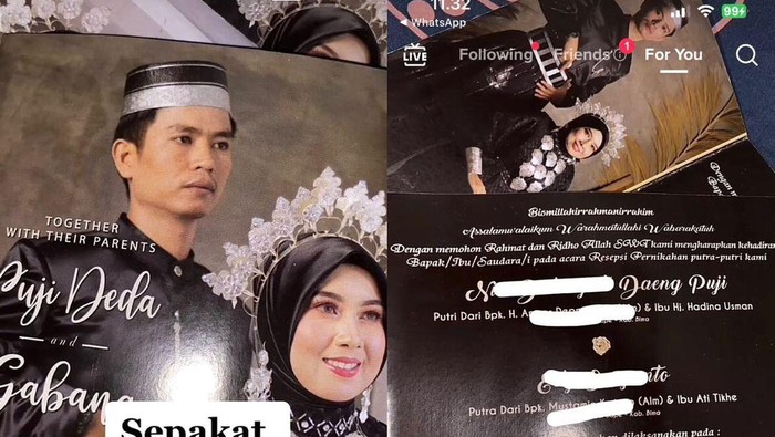 Pengantin tidak mencantumkan gelar akademik di kartu undangan malah kena ghibah tetangga, viral di media sosial.
