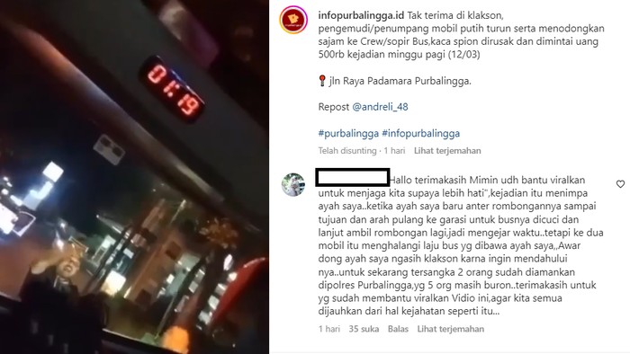 Viral pemobil acungkan sajam ke sopir bus di Purbalingga