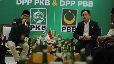 Momen Pertemuan Cak Imin-Yusril Ihza Mahendra