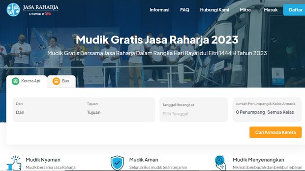 Mudik gratis Jasa Raharja 2023 digelar dalam rangka peringatan Hari Raya Idul Fitri 1444 H. Simak informasi syarat, cara daftar, dan jadwal keberangkatannya!