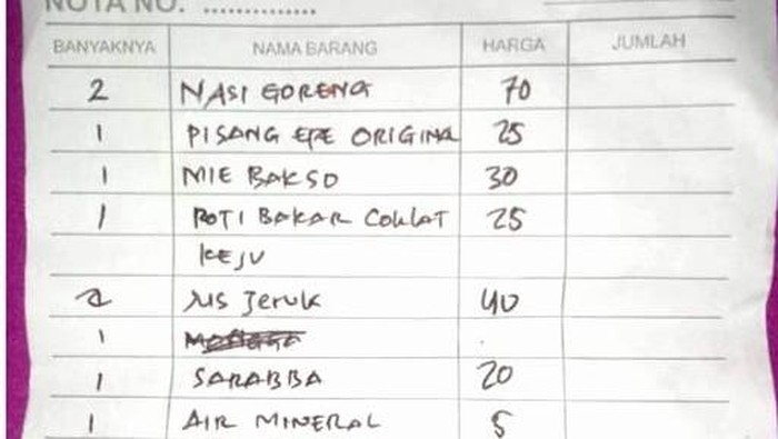 Penampakan harga menu makanan di Pantai Losari yang dinilai kemahalan.