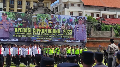 Apel Operasi Cipta Kondisi Agung-2023 untuk tindak WNA dan amankan Nyepi serta Idul Fitri di Polda Bali, Jumat (17/3/2023). (I Wayan Sui Suadnyana/detikBali)