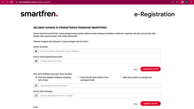 cara registrasi kartu Smartfren online lewat website