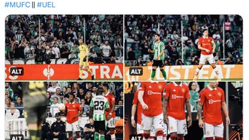 Suka cita MU mengalahkan Real Betis dengan skor agregat 5-1. Ini juga jadi catatan, karena mampu berhasil mengalahkan tim Liga Spanyol kembali setelah sebelumnya menyingkarkan Barcelona. Foto: Twitter