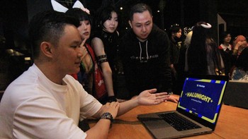 Co-Founder HaluApp, Andree Wijaya bersama Co-Founder HaluApp, Marcell Tee menghadiri acara peluncuran Platform HaluApp, di Jakarta.