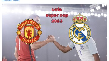 Andaikan Real Madrid juara Liga Champions dan MU menjuarai Liga Europa, maka kedunya akan berhadapan di UEFA Super Cup 2023. Gimana detikers? Foto: Twitter