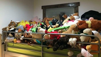 Dari tumpukan boneka-boneka ini ada kucing sedang memantau lho. Foto: Bored Panda