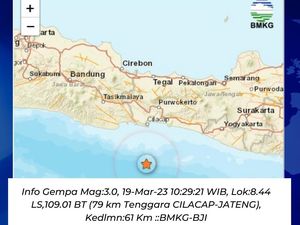 Gempa M 3 Guncang Cilacap Siang Ini