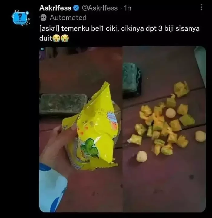 Makanan berhadiah uang Rezeki Nomplok! Netizen Ini Dapat Uang Tunai Saat Beli Camilan