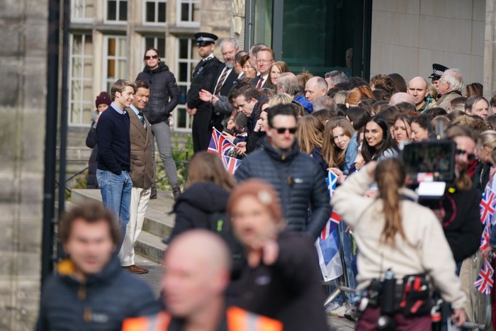 Syuting The Crown Season 6 Ed McVey, playing the part of Prince William and Dominic West playing the part of Prince of Wales as they film scenes for the next season of The Crown in St Andrews, Scotland. Picture date: Wednesday March 15, 2023. (Photo by Andrew Milligan/PA Images via Getty Images)