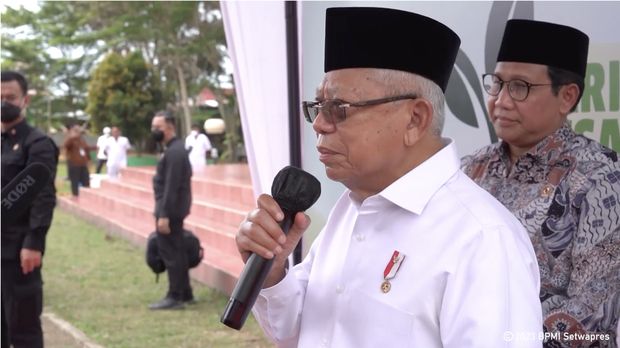 Wakil Presiden Ma'ruf Amin saat memberikan keterangan pers di Kabupaten Pelalawan, Riau (Tangkapan Layar Youtube  Wakil Presiden Republik Indonesia)